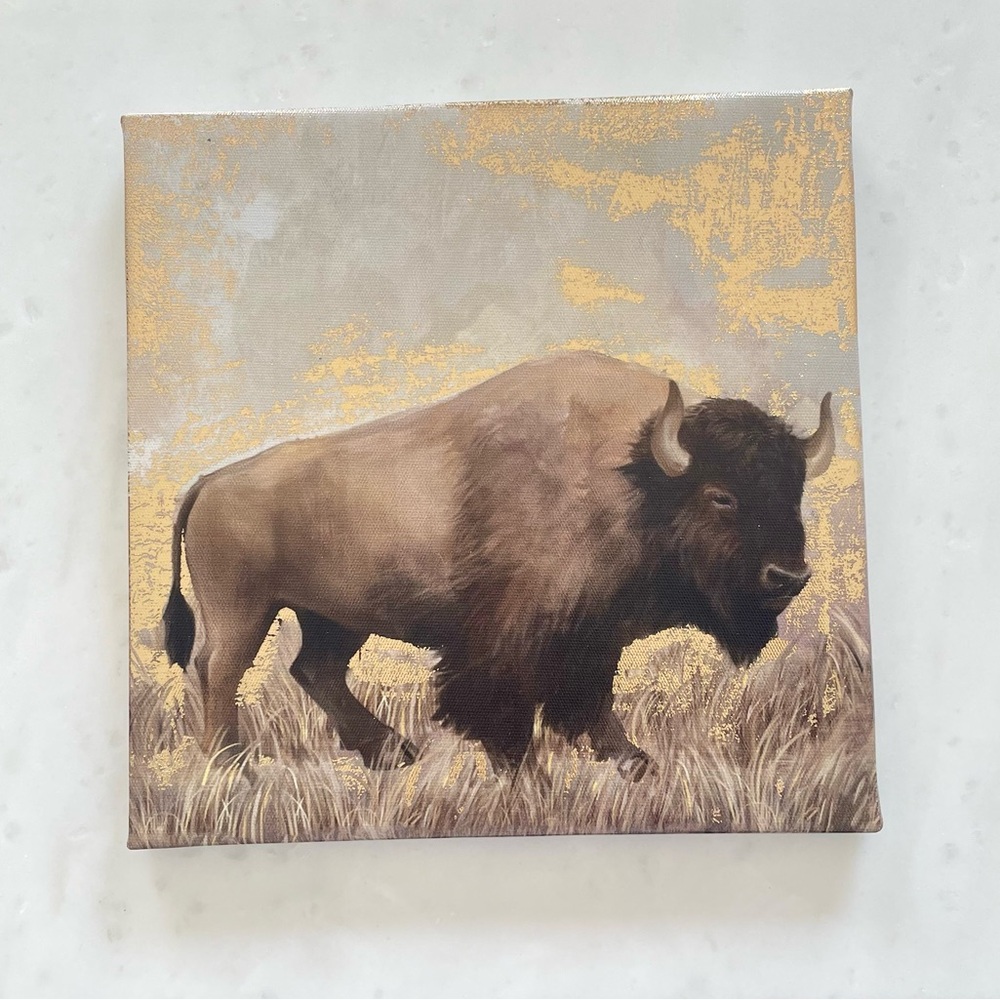 Metallic Gold Buffalo Canvas Wall Decor